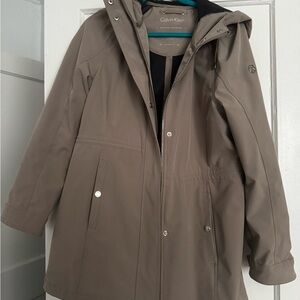 Calvin Klein Taupe Hooded Trench Coat